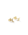 Moon and Star Stud Earrings