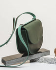 Leather Handbag Moon Pack Moss