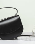 Black Leather Moon Pack Handbag