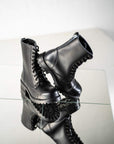 Black Leather Punk Style Boots