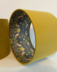 Mustard Velvet & Navy Strawberry Thief Double Sided Drum Lampshade | Handmade Ceiling Light Shade | Bespoke UK