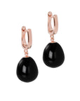 Onyx Earrings in Rose Gold and Silver