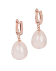 Rose Quartz Earrings in Rose Gold and Silver