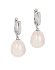 Rose Quartz Earrings in Rose Gold and Silver