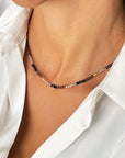Milos Mixed Gemstone Beaded Necklace Black Onyx, Smoky Quartz & Labradorite