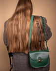 Natural Leather Saddle Bag in Green Medium Size