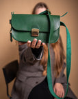 Leather Saddle Bag with Adjustable Strap, Handcrafted