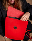 Vintage Leather Saddle Bag with Laptop Sleeve - Handcrafted