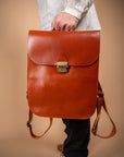 Leather Saddle Bag with Laptop Pocket, Handcrafted
