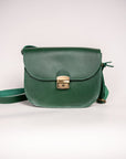 Natural Leather Saddle Bag in Green Medium Size