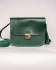 Large Natural Green Leather Saddle Bag