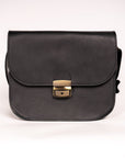 Natural Leather Saddle Bag Large in Black