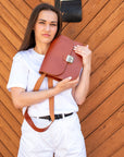 Light Brown Natural Leather Saddle Bag Large