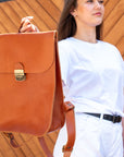 Leather Saddle Bag with Laptop Pocket, Handcrafted