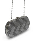 Silver Sequin Evening Bag with Chain Strap