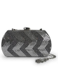Silver Sequin Evening Bag with Chain Strap