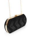 Black Sequin Evening Bag with Gold Accents