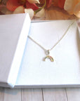 Sterling silver rainbow stone necklace