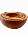 Olive Wood Round Stacking Bowls - Set of 3