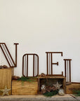 Christmas Mantle Fireplace Decoration NOEL In Rustic Rusted Art Deco Letters