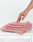 Organic Waffle Cotton Towel - Peach
