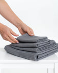 Organic Waffle Cotton Towel in Gray