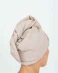 Secure Fit Cotton Hair Towel with Button Closure