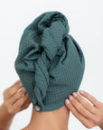 Secure Fit Cotton Hair Towel with Button Closure