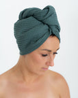 Cotton Hair Towel with Button Closure