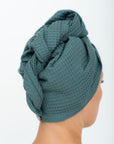 Secure Fit Cotton Hair Towel with Button Closure