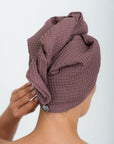 Secure Fit Cotton Hair Towel with Button Closure