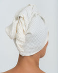 Cotton Hair Towel with Button Closure