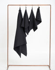 Organic Waffle Cotton Towel - Black