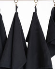 Organic Waffle Cotton Towel in Black