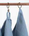 Organic Waffle Cotton Towel in Blue