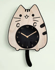 3D Wooden Cartoon Cat Wall Clock - Whimsical, Educational & Quiet for Kids Rooms by Baby Lamby at brixbailey.com