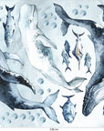 Whales & Fishes Decal Set - Ocean theme - Watercolour effect wall stickers