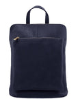 Navy Compact Pocket Ethical Leather Backpack