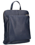 Navy Compact Pocket Ethical Leather Backpack