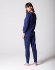 Navy Printed Henley Organic Cotton Slim Stretch PJ Set
