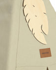 Premium Laurel Green Canvas Teepee with Pinewood Frame and Natural Wooden Feathers, Stylish Play Tent for Kids Bedroom or Playroom by Ella James at brixbailey.com