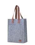 Grey Everyday Tote Bag with Leather Detail