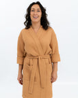 Short Waffle Cotton Robe for Women