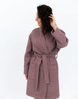 Short Waffle Fabric Robe for Women