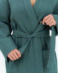 Waffle Cotton Lounge Robe for Women