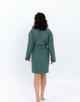 Short Waffle Fabric Robe for Women