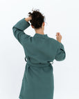 Short Waffle Fabric Robe for Women
