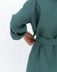 Short Waffle Fabric Robe for Women