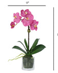 Faux Orchid Plant in Glass Vase