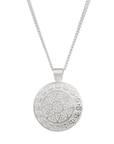 Aztec Ollin Travel Mandala Personalised Silver Necklace